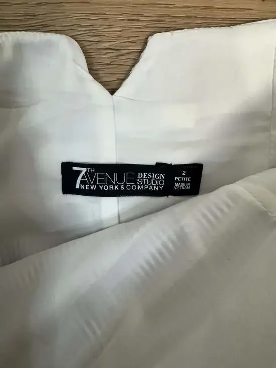 7th Avenue Design Studio New York & Company Blue and White Vertical Striped Lace - Picture 3 of 5